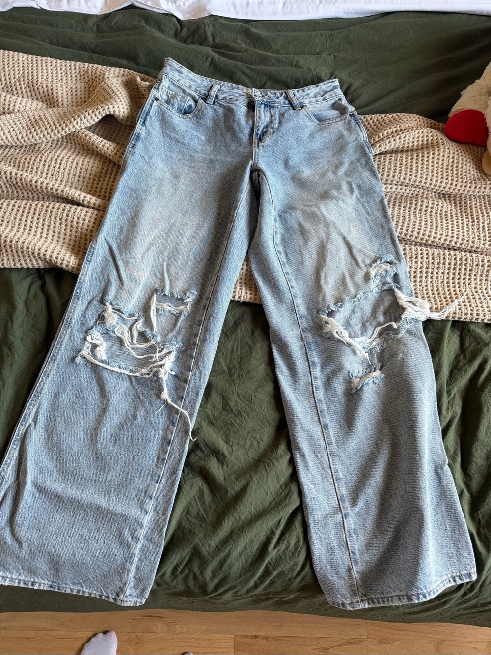 PacSun Light Blue Distressed Wide-Leg Jeans
